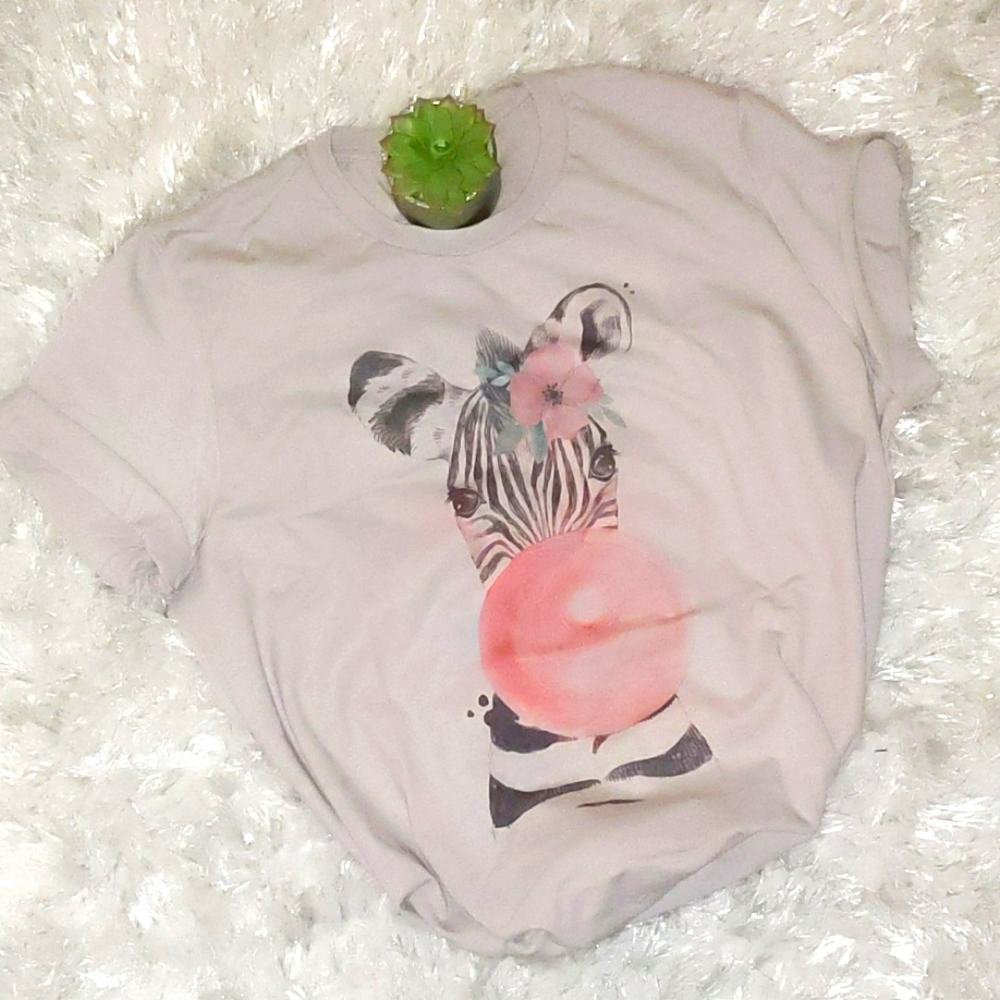 💕Bubblegum Zebra Boyfriend Tee🦓